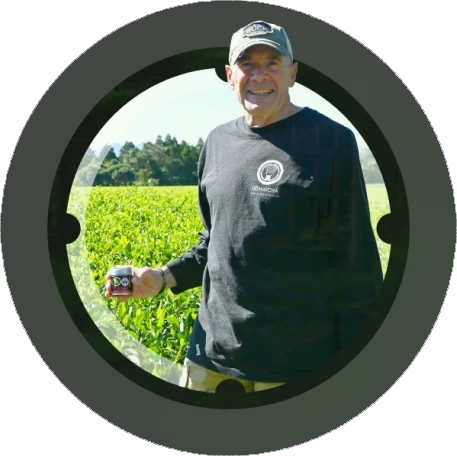 DōMatcha founder in a tea field