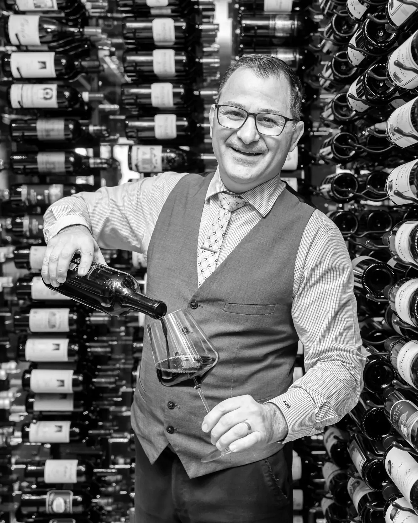 Elisa Wine Director Franco Michienzi in the cellar