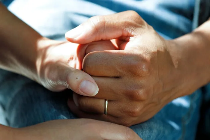 Hand massage in progress
