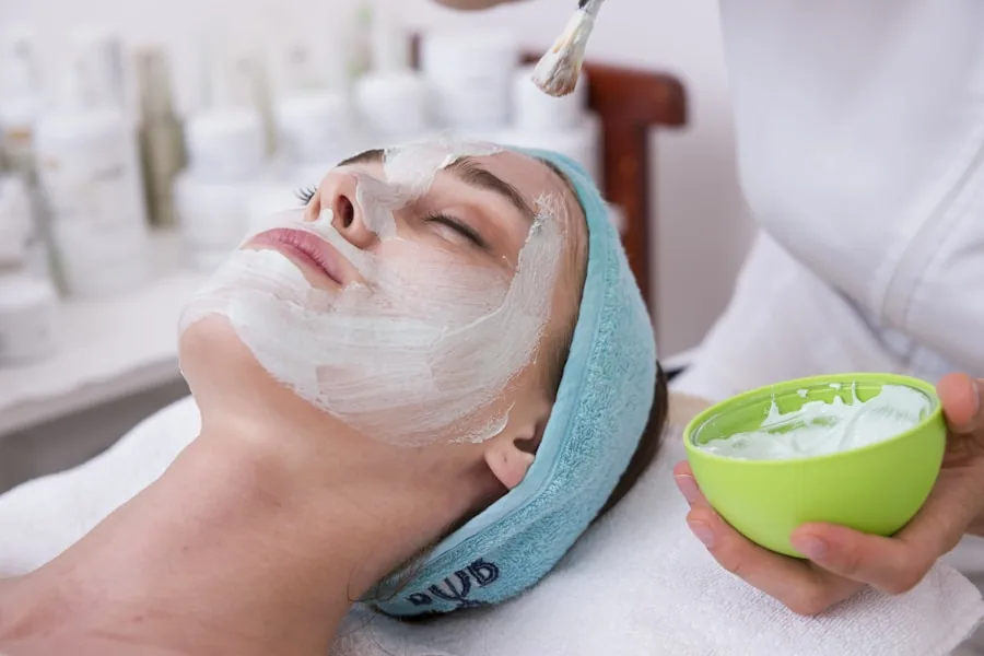 Client receiving a facial mask