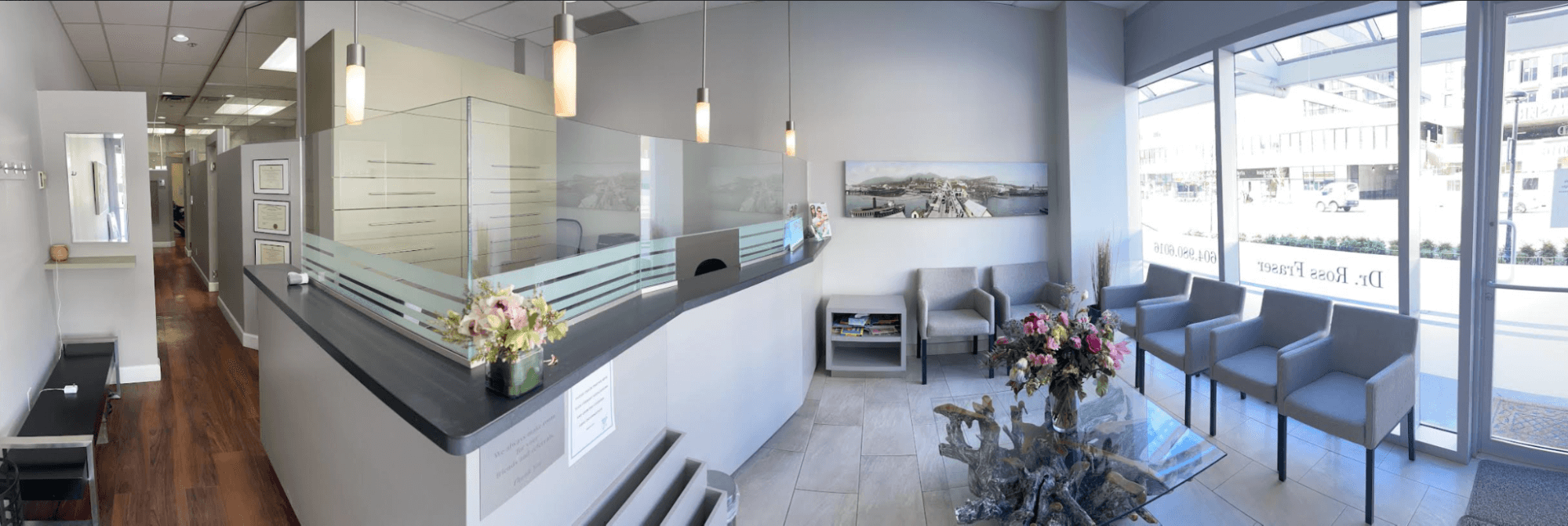 Reception and waiting area at Lonsdale Quay Dental Centre