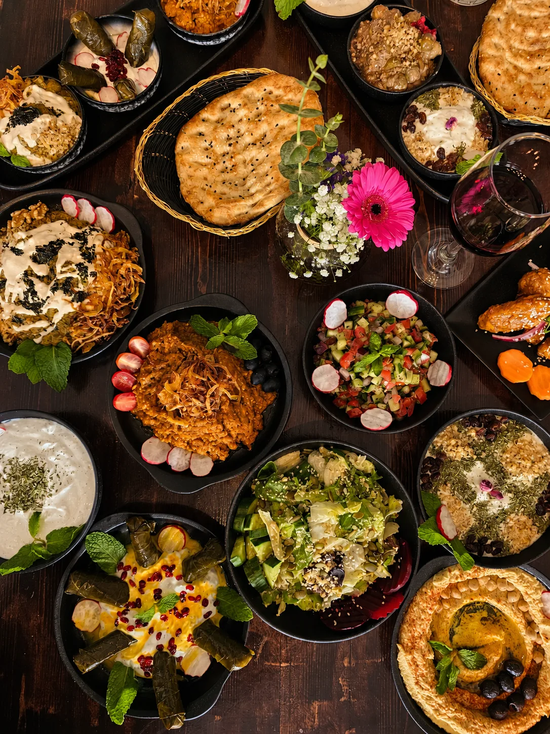 A colourful spread of Persian dishes at Miraas