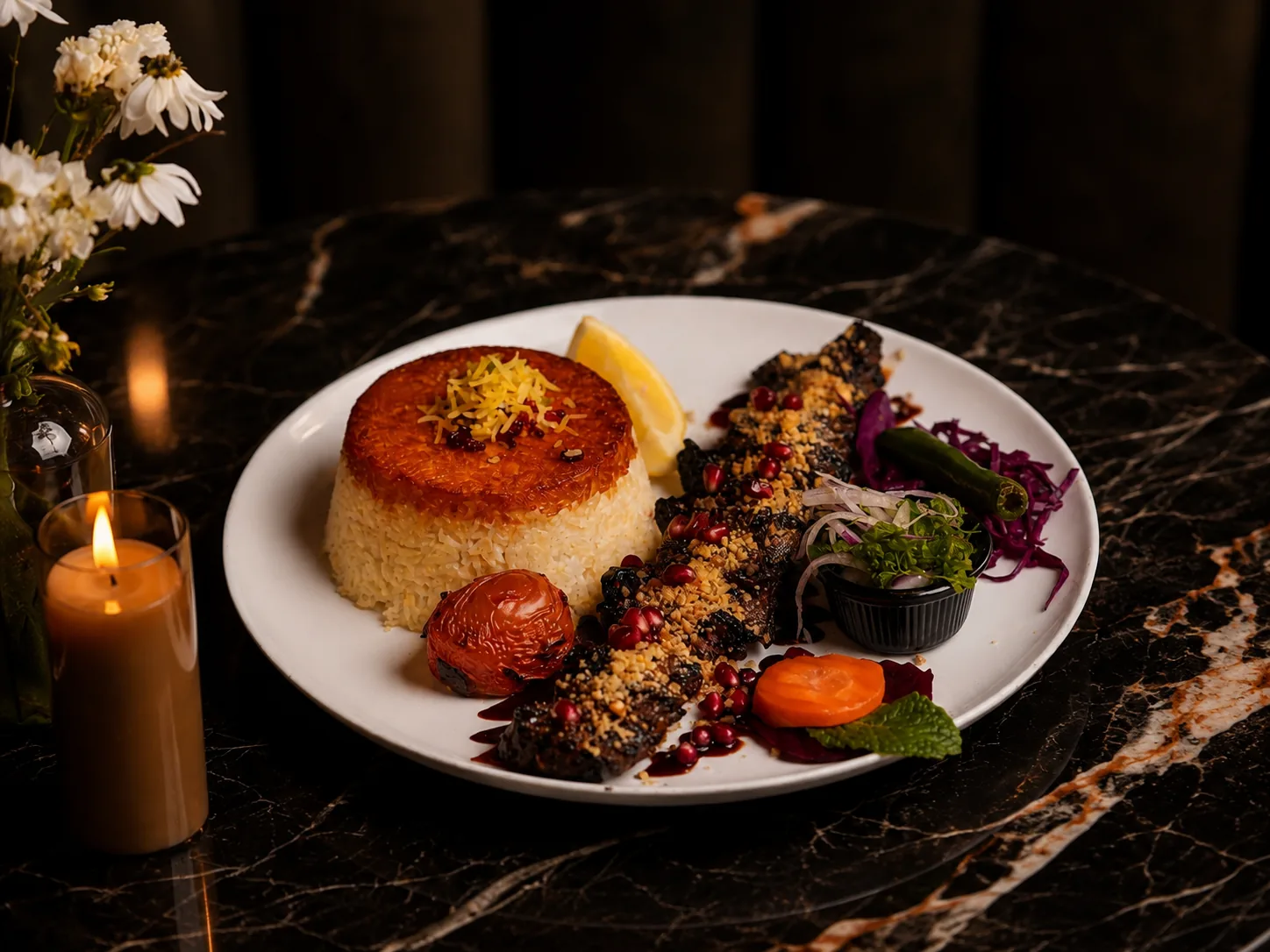 Persian kebab with saffron rice