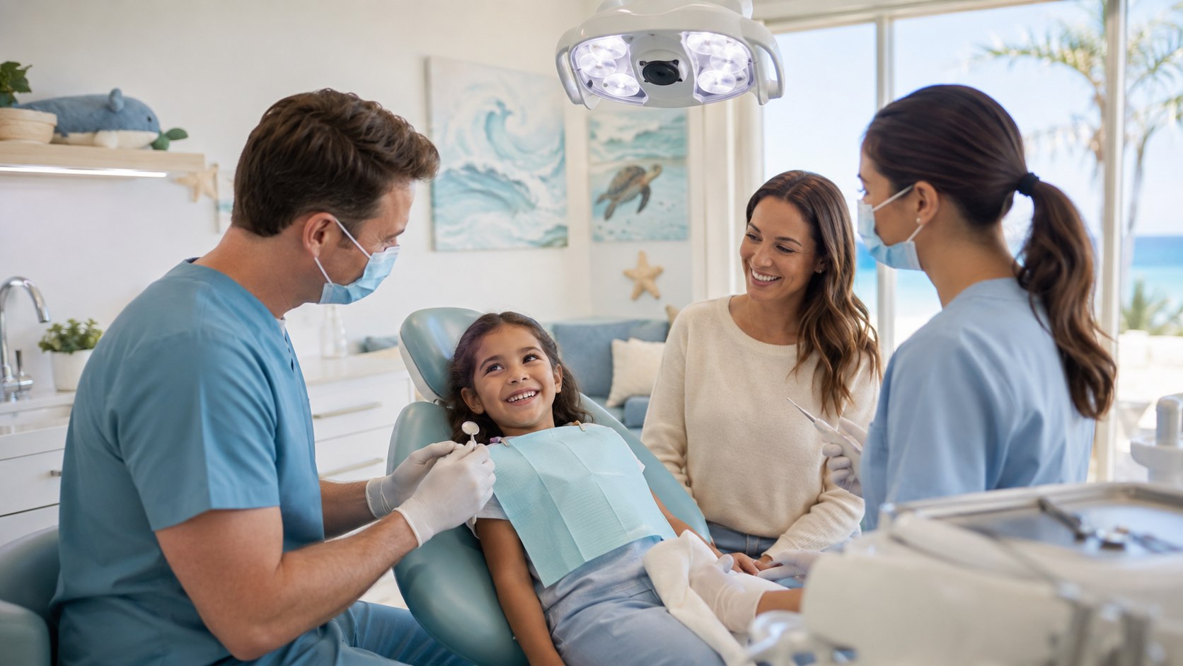 Child patient smiling during a dental visit