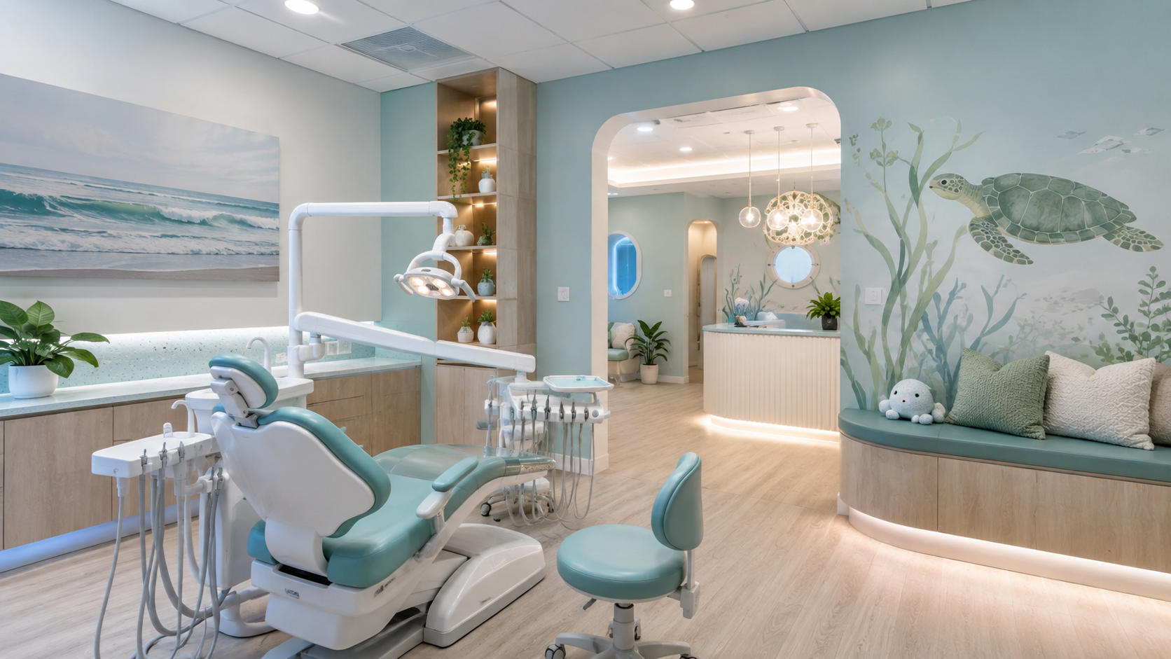 Modern pediatric dental clinic interior