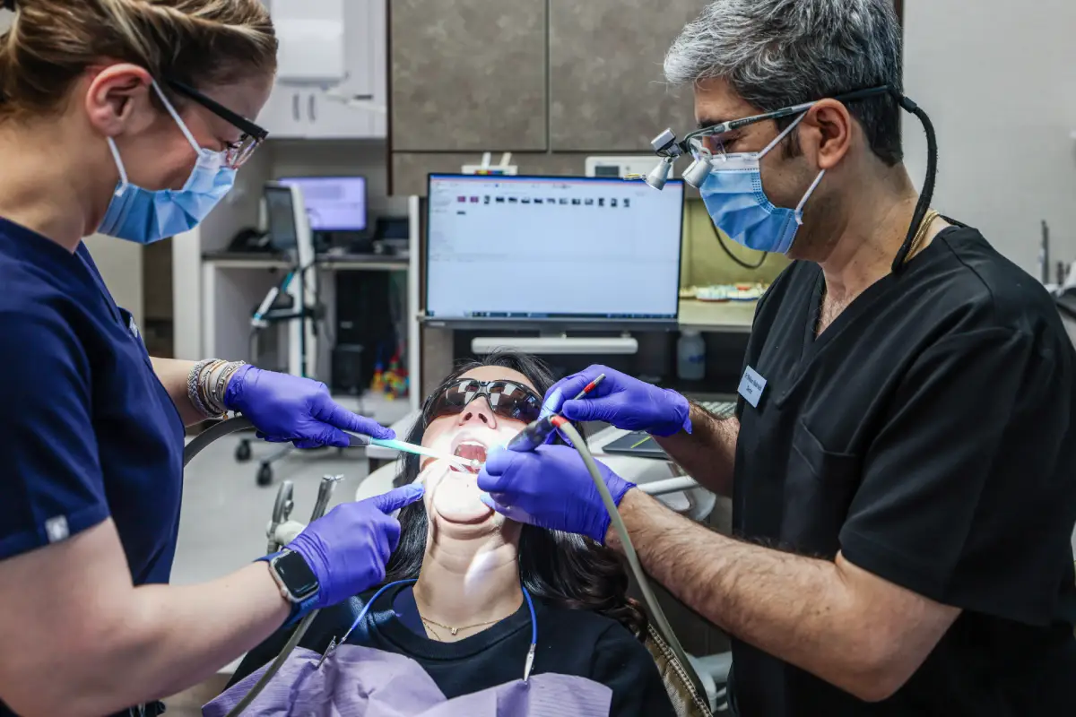 Dental team providing treatment