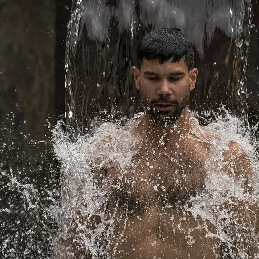 Cold waterfall immersion