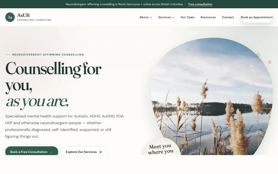 AsUR Counselling website designed by CANDIMA