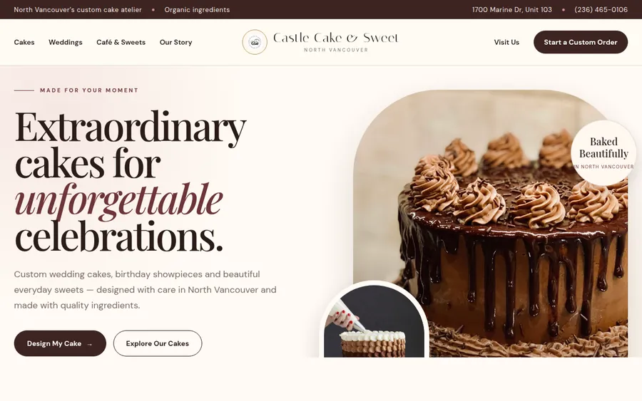 Castle Cake & Sweet website designed by CANDIMA