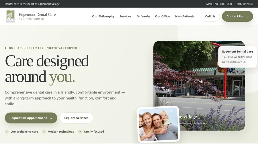 Edgemont Dental Care website designed by CANDIMA