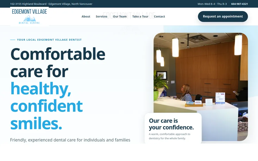 Edgemont Village Dental website designed by CANDIMA