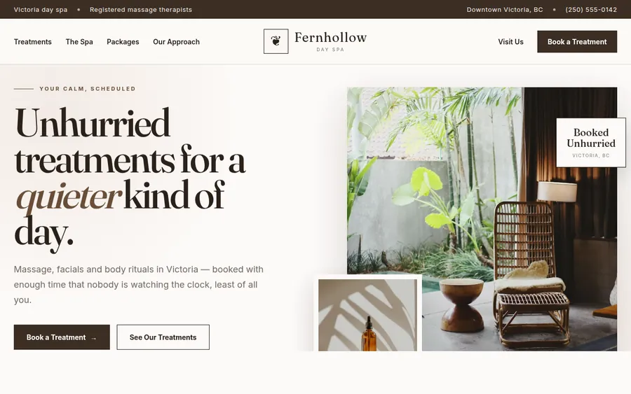 Fernhollow Day Spa website designed by CANDIMA
