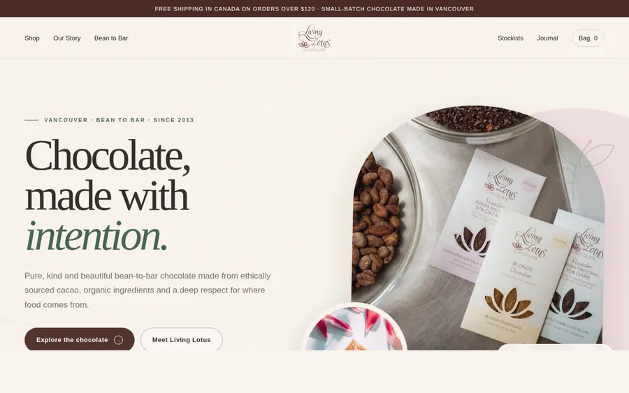 Living Lotus Chocolate website designed by CANDIMA