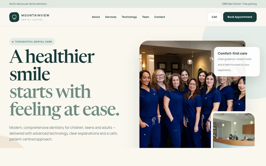 Mountainview Dental website designed by CANDIMA