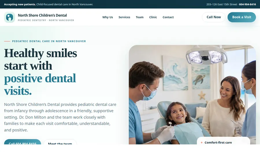 North Shore Children's Dental website designed by CANDIMA