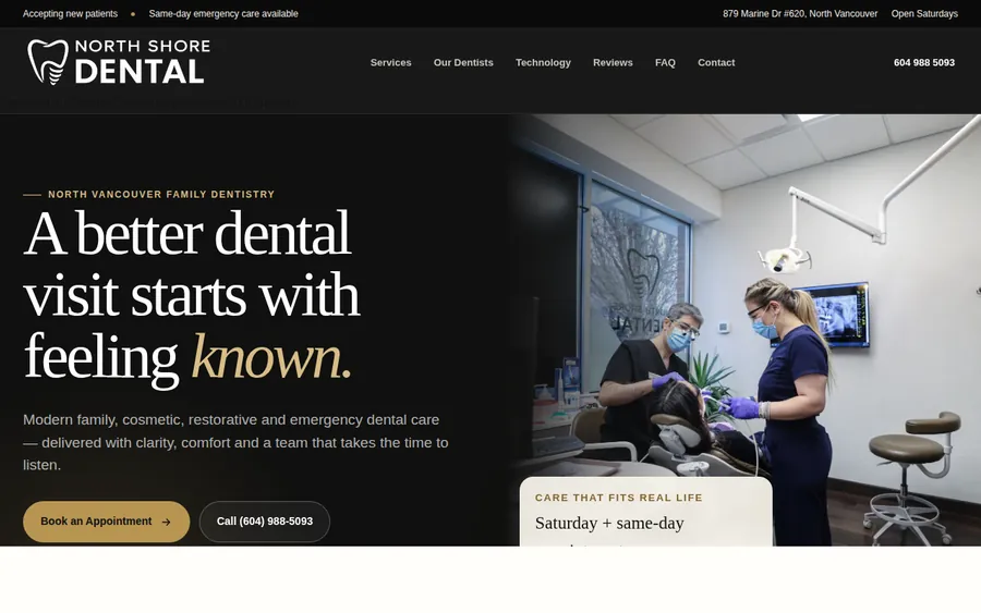 North Shore Dental Group website designed by CANDIMA