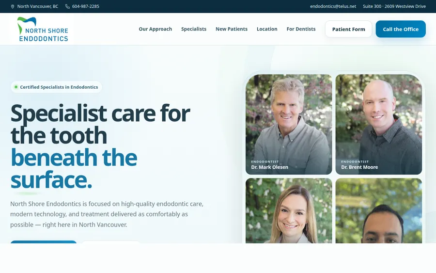 North Shore Endodontics website designed by CANDIMA