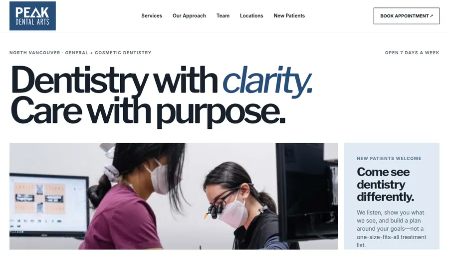 Peak Dental Arts website designed by CANDIMA
