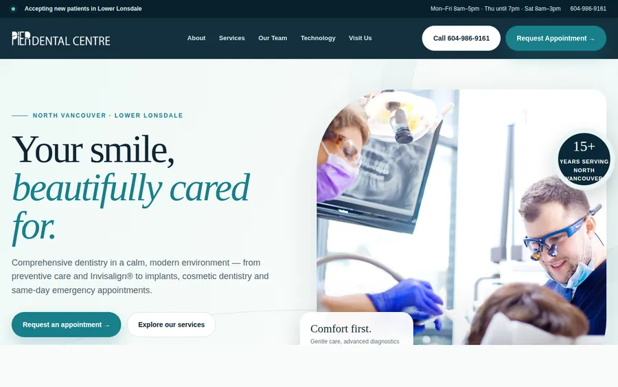 Pier Dental Centre website designed by CANDIMA