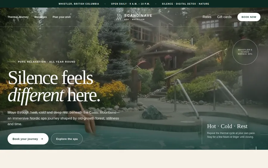 Scandinave Spa Whistler website designed by CANDIMA